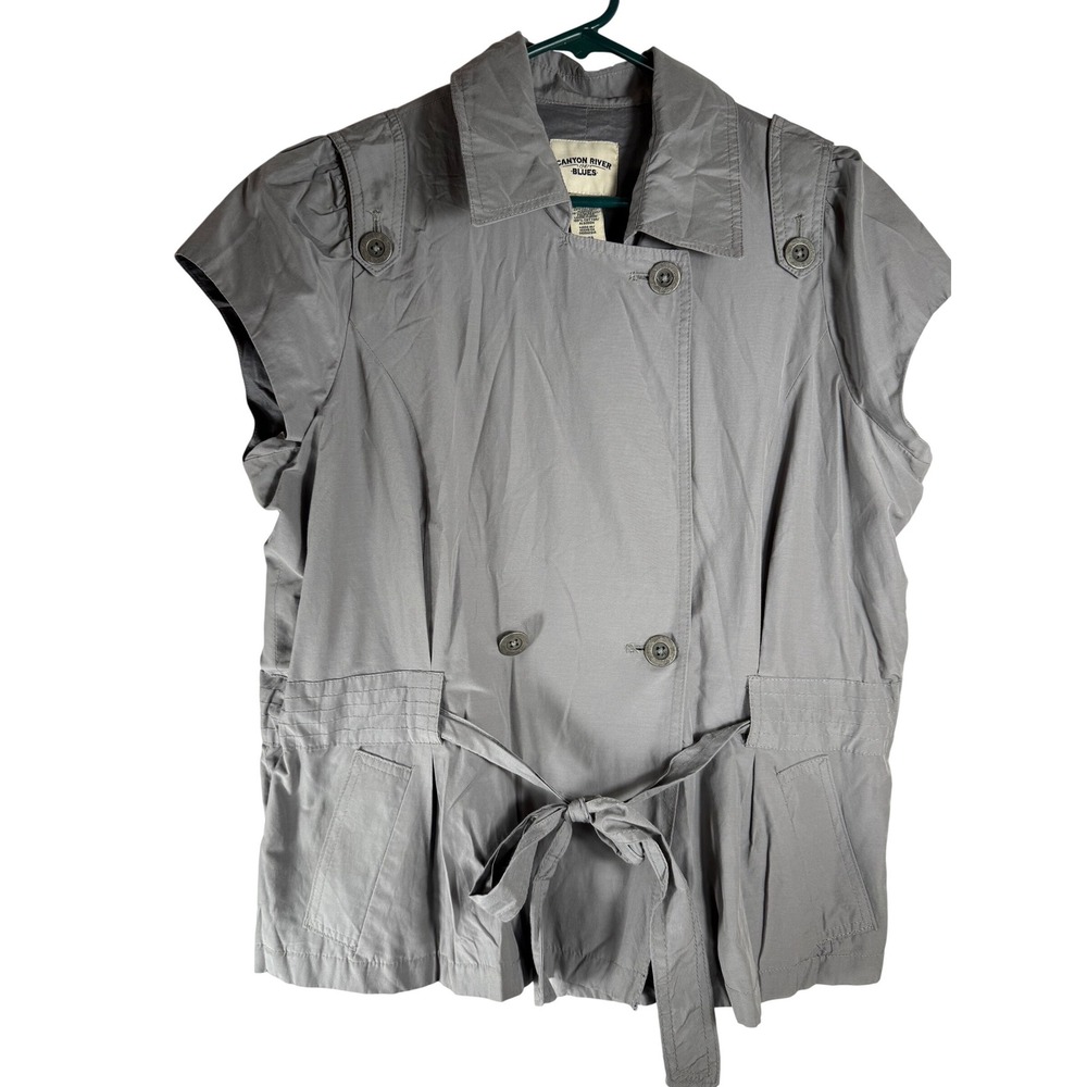 Canyon‎ River Blues Womens Gray Short Sleeve Trench Jacket Belted XL